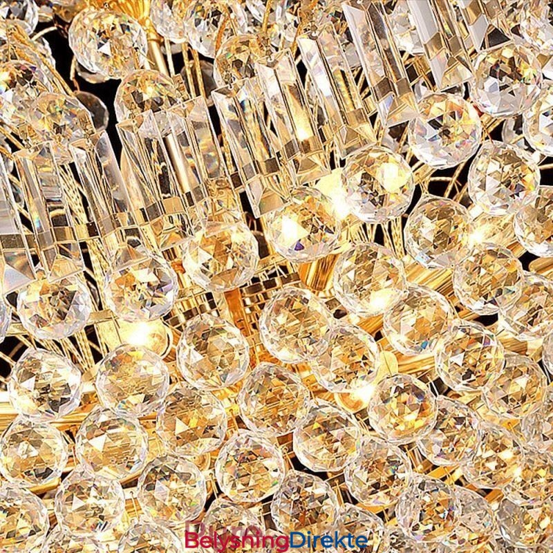 Europeisk Krystall Empire Lysekrone Stor Gullfarget Anhengslampe