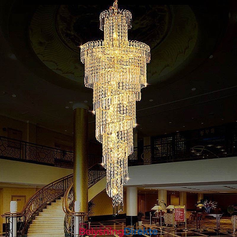 Europeisk Krystalllysekrone Stor Rund Form Lang Anheng