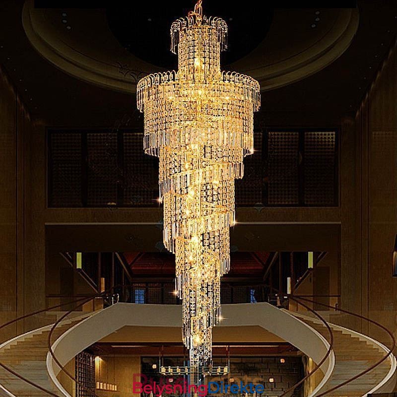 Europeisk Krystalllysekrone Stor Rund Form Lang Anheng