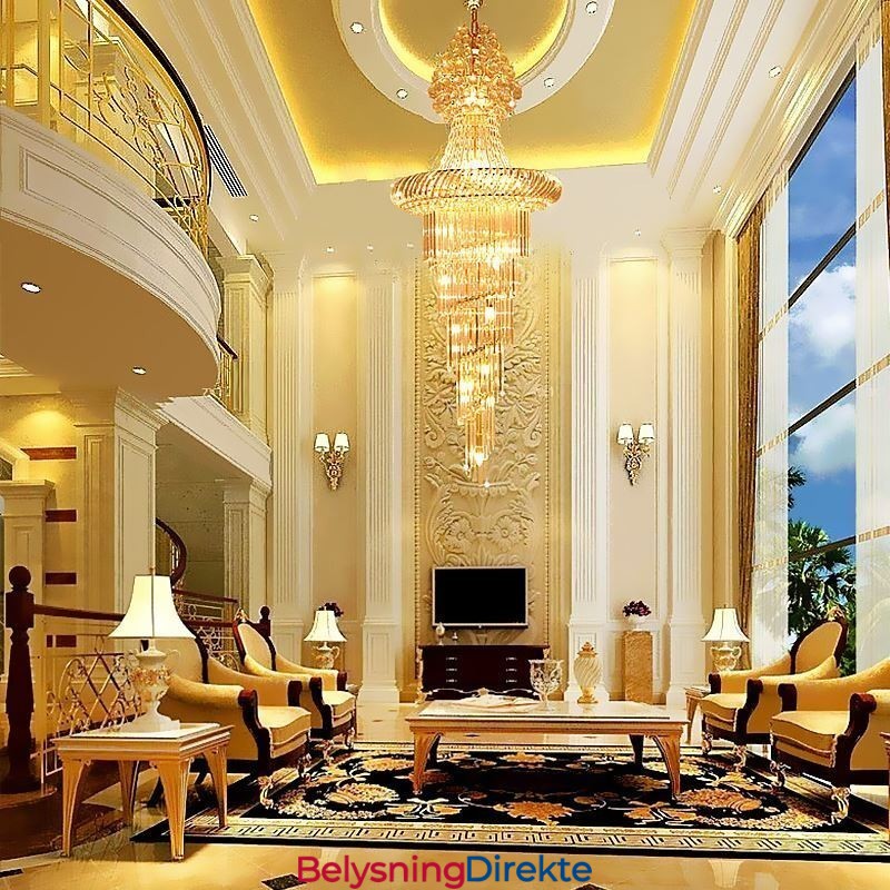 Luksuriøs Krystalllysekrone Moderne Europeisk Grasiøs Lang Anhengsduplekstrapp