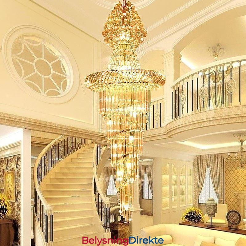 Luksuriøs Krystalllysekrone Moderne Europeisk Grasiøs Lang Anhengsduplekstrapp