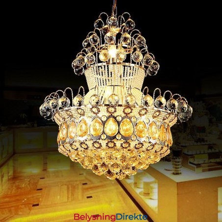 Moderne Gullfarget Empire-Lysekrone, Enkel Krystallanhengslampe