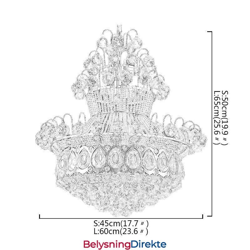 Moderne Gullfarget Empire-Lysekrone, Enkel Krystallanhengslampe