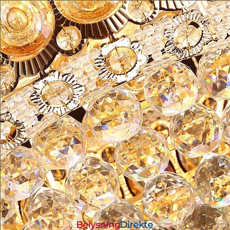 Moderne Gullfarget Empire-Lysekrone, Enkel Krystallanhengslampe