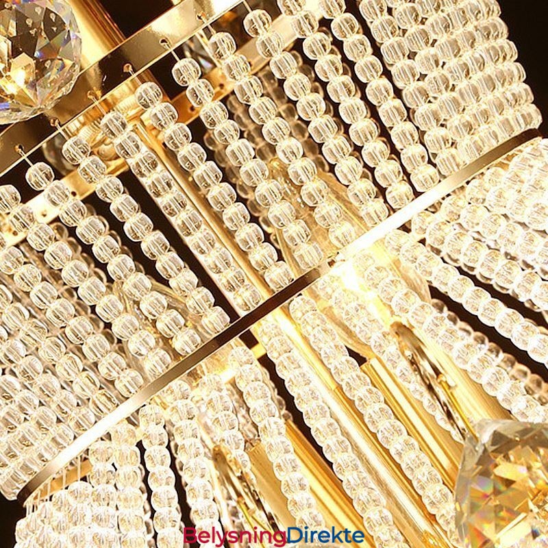 Moderne Gullfarget Empire-Lysekrone, Enkel Krystallanhengslampe