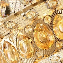 Moderne Gullfarget Empire-Lysekrone, Enkel Krystallanhengslampe