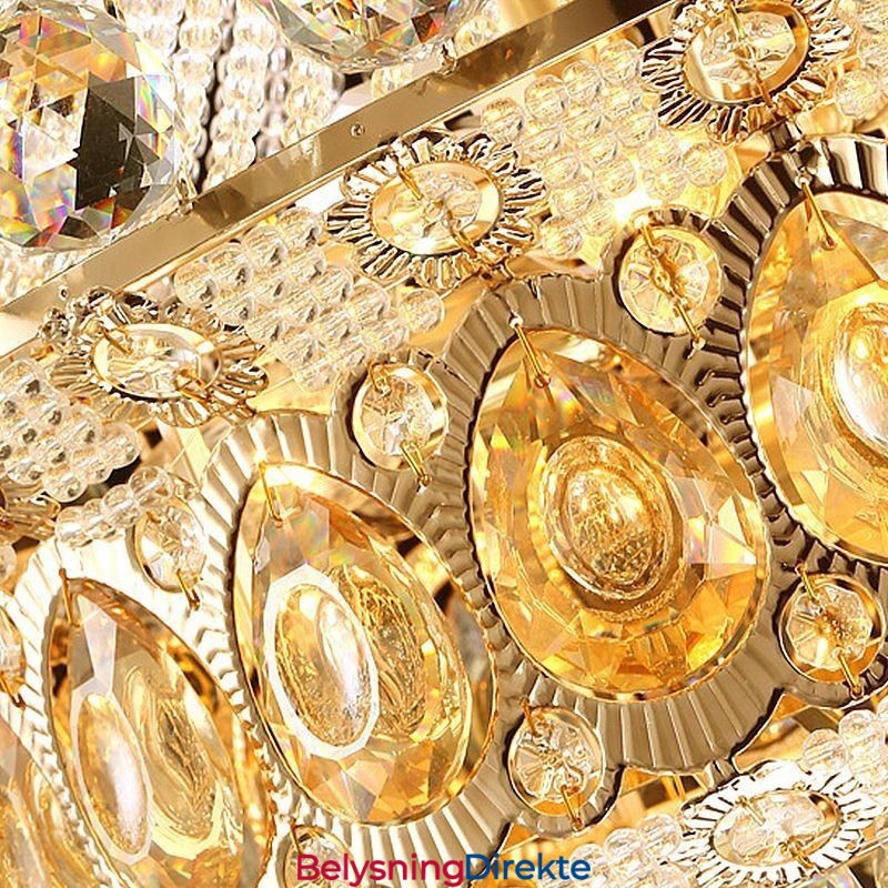 Moderne Gullfarget Empire-Lysekrone, Enkel Krystallanhengslampe