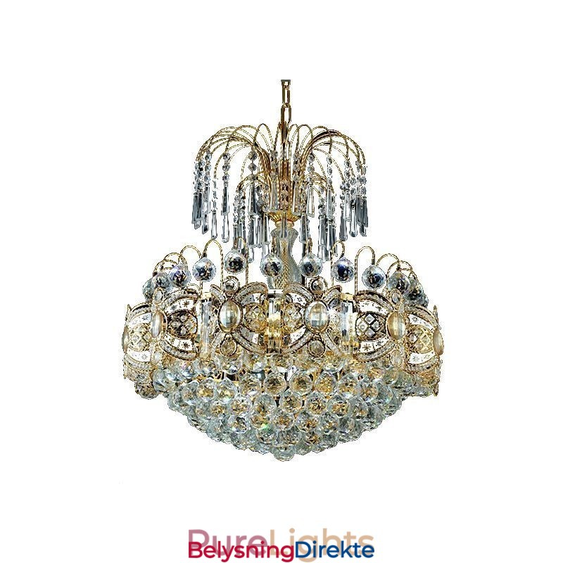 Elegant Krystalllysekrone Klassisk Gullfarget Anhengslampe