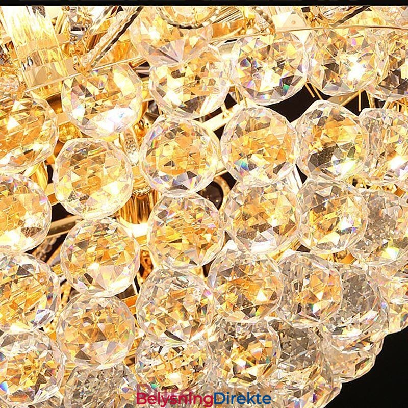 Elegant Krystalllysekrone Klassisk Gullfarget Anhengslampe