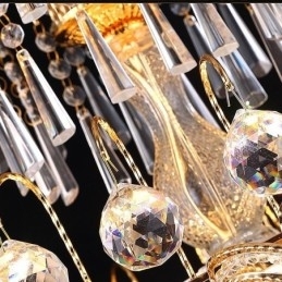 Elegant Krystalllysekrone Klassisk Gullfarget Anhengslampe