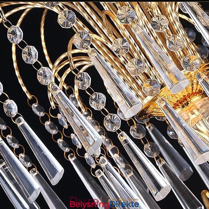 Elegant Krystalllysekrone Klassisk Gullfarget Anhengslampe