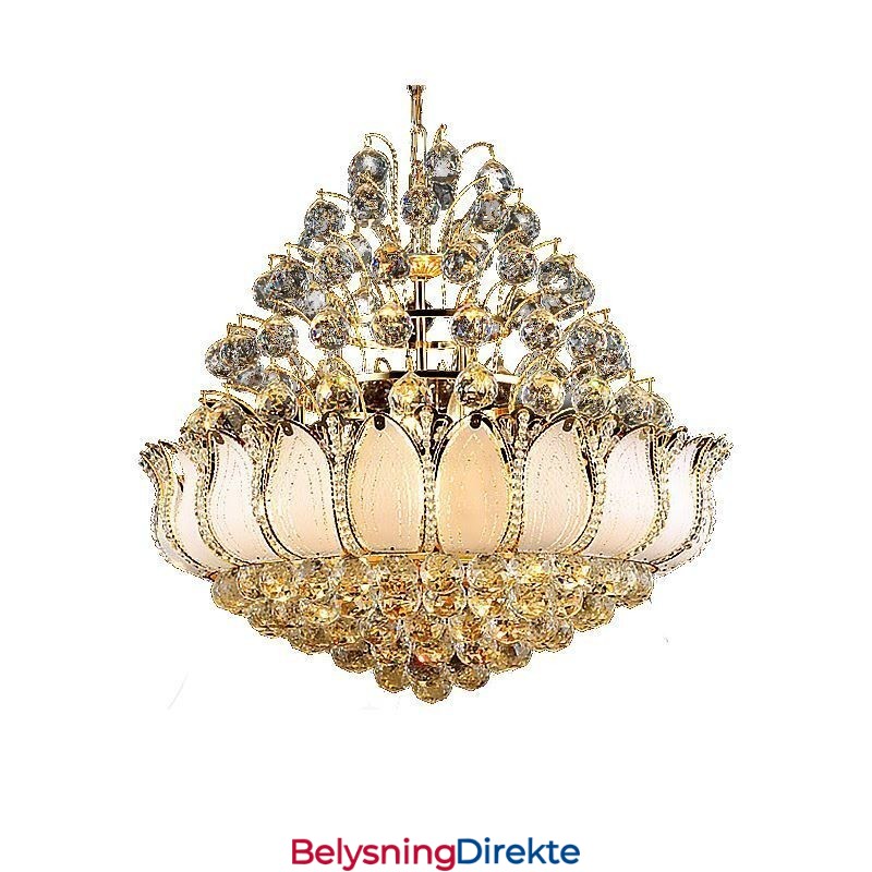 Moderne Krystall Empire Lysekrone Gullfarget Anhengslampe Lotus