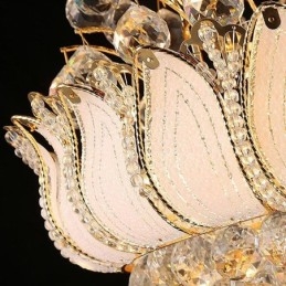 Moderne Krystall Empire Lysekrone Gullfarget Anhengslampe Lotus