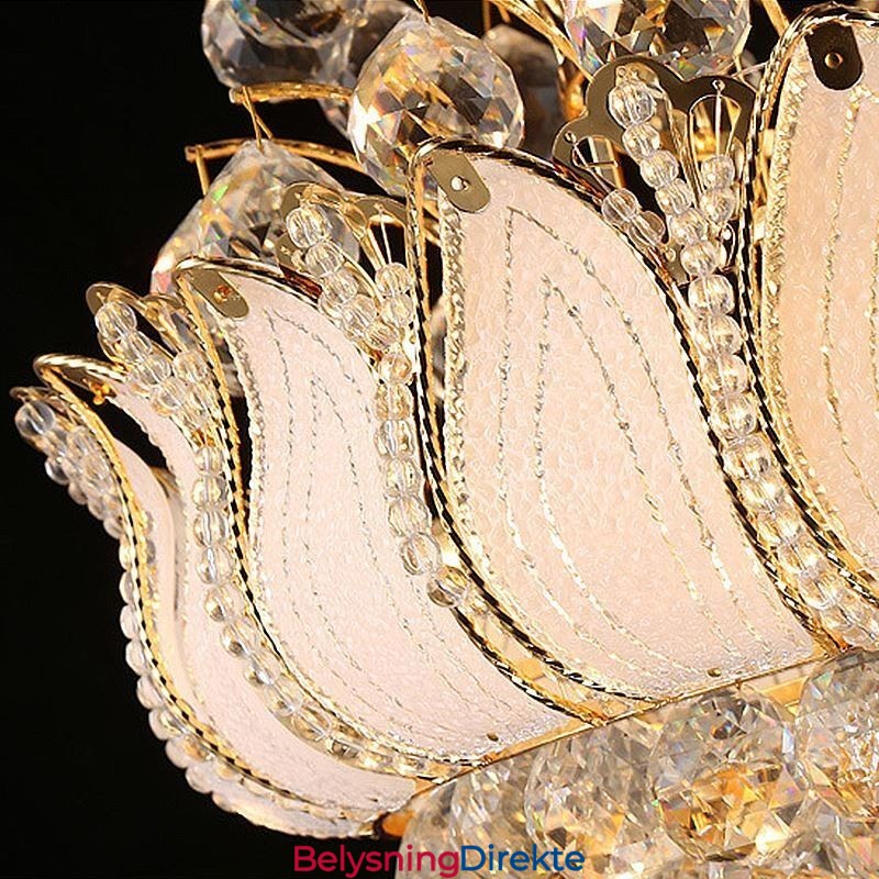 Moderne Krystall Empire Lysekrone Gullfarget Anhengslampe Lotus