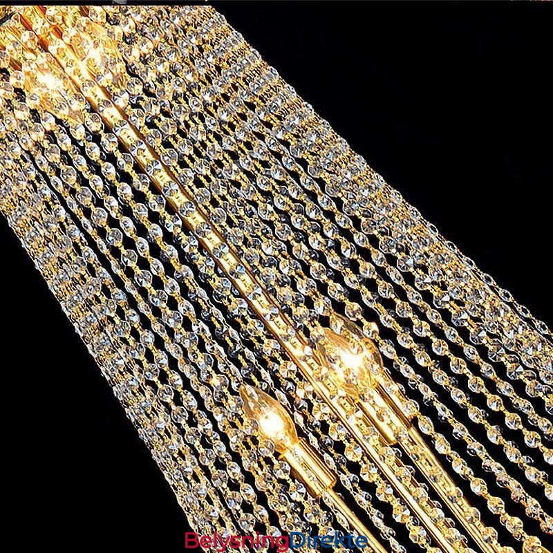 Elegant Krystalllysekrone Europeisk Anhengslampe Lang Hengende Lysekrone Tosidig Trapp