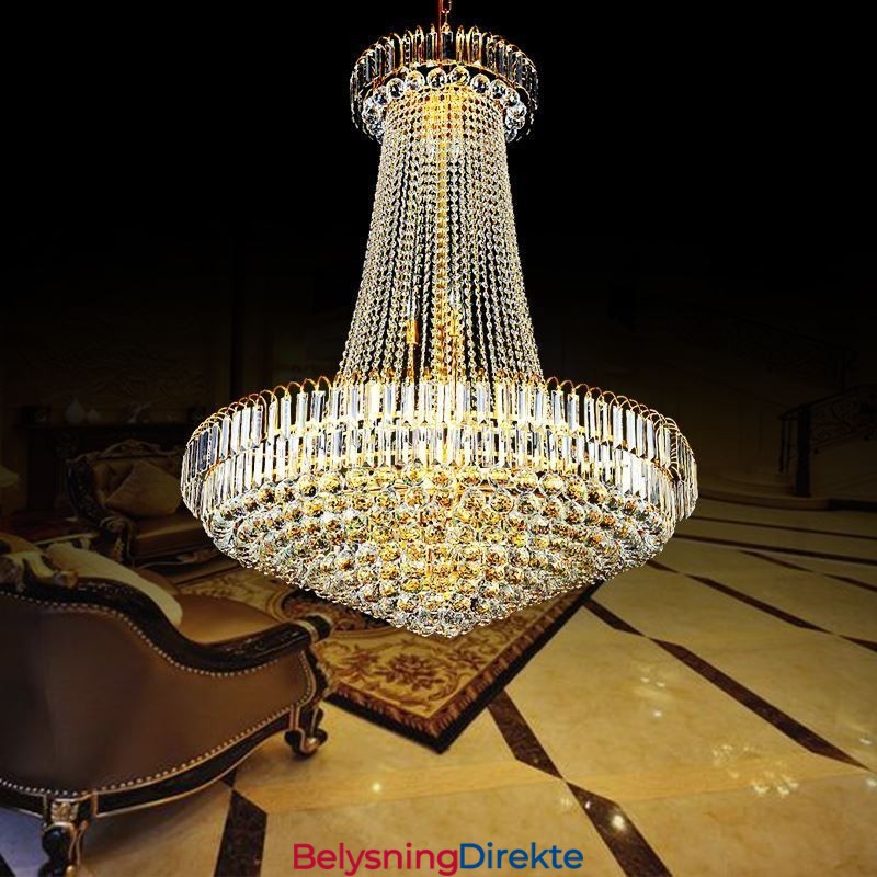 Elegant Krystalllysekrone Europeisk Anhengslampe Lang Hengende Lysekrone Tosidig Trapp