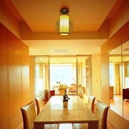 Unik, Halvinnfelt, Kreativ, Rund Bambus Taklampe For Verandabelysning