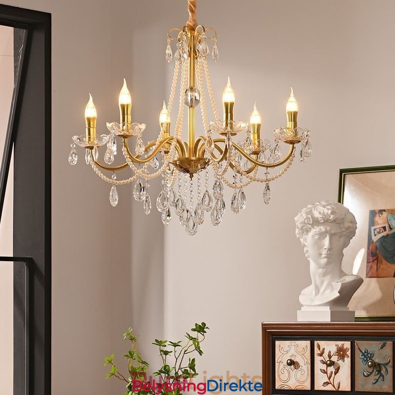 Amerikansk Krystall Pendellampe I Landlig Stil, Kreativ Taklampe I Jernkunst