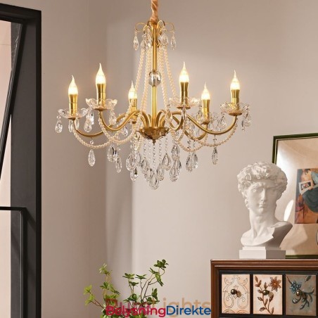 Amerikansk Krystall Pendellampe I Landlig Stil, Kreativ Taklampe I Jernkunst