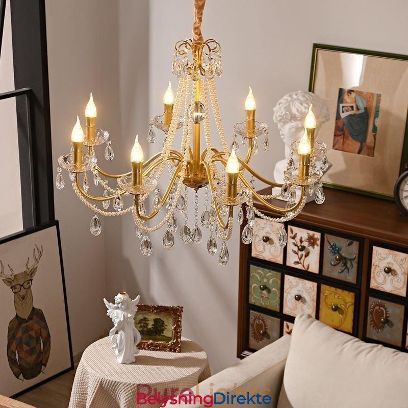 Amerikansk Krystall Pendellampe I Landlig Stil, Kreativ Taklampe I Jernkunst