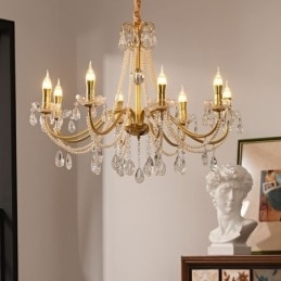 Amerikansk Krystall Pendellampe I Landlig Stil, Kreativ Taklampe I Jernkunst