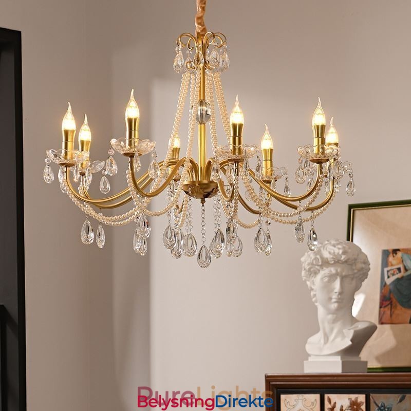 Amerikansk Krystall Pendellampe I Landlig Stil, Kreativ Taklampe I Jernkunst