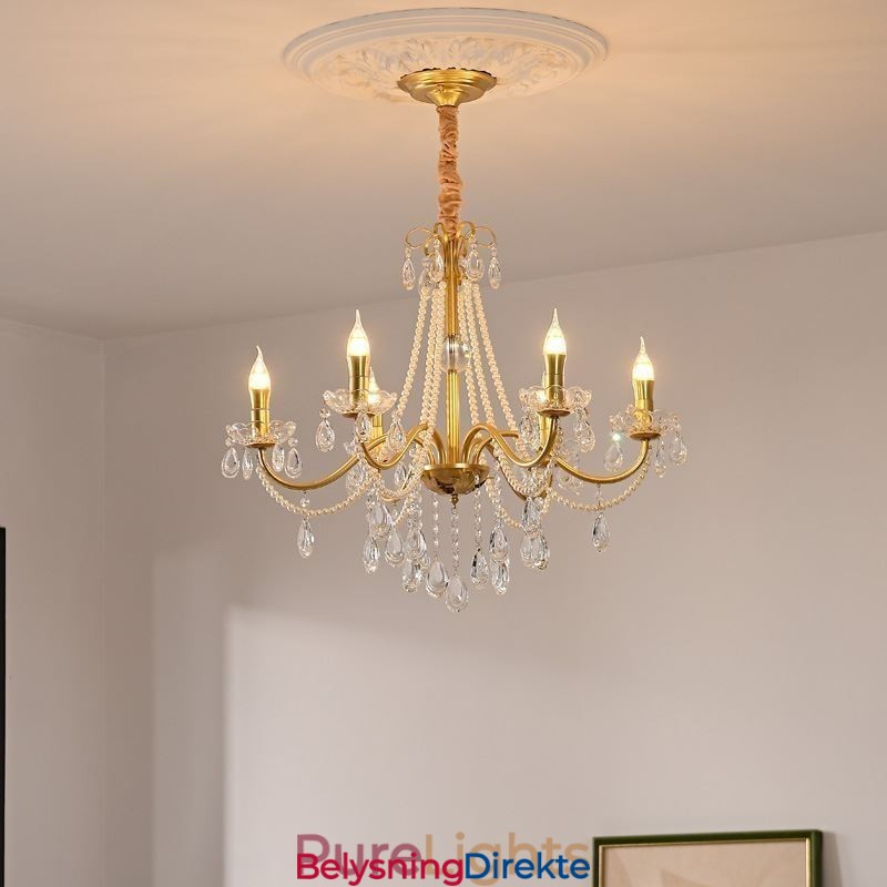 Amerikansk Krystall Pendellampe I Landlig Stil, Kreativ Taklampe I Jernkunst