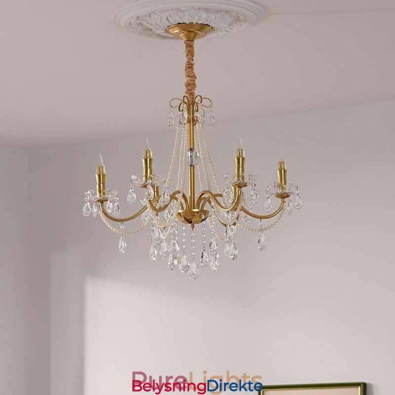 Amerikansk Krystall Pendellampe I Landlig Stil, Kreativ Taklampe I Jernkunst