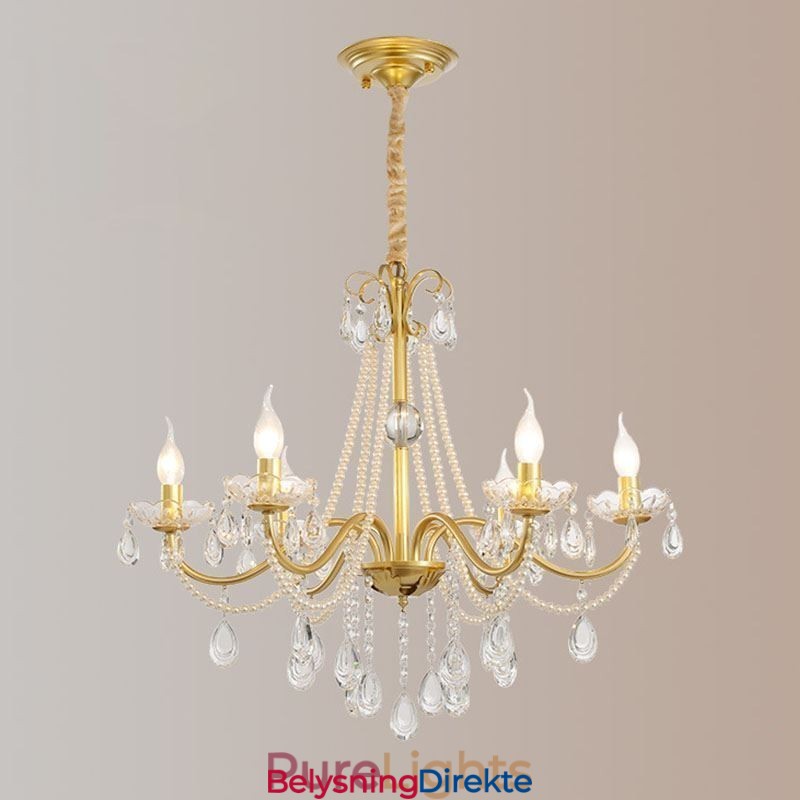 Amerikansk Krystall Pendellampe I Landlig Stil, Kreativ Taklampe I Jernkunst