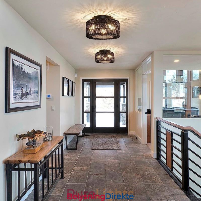 Amerikansk, Vevd Burtaklampe I Landlig Stil, Innfelt