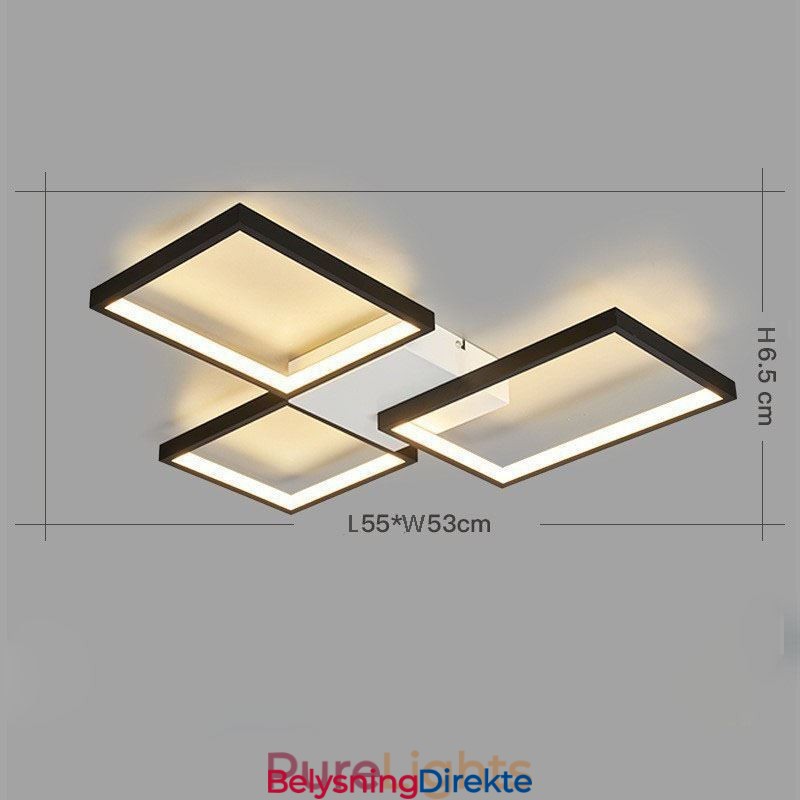 Minimalistisk 3-Kantet Taklampe For Innfelt Montering, Trinnløs Dimbar Med Fjernkontroll, 60W