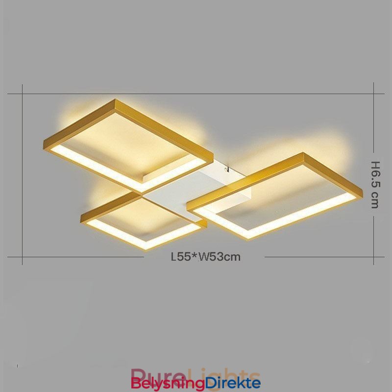 Minimalistisk 3-Kantet Taklampe For Innfelt Montering, Trinnløs Dimbar Med Fjernkontroll, 60W