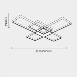 Minimalistisk Innfelt Taklampe Med Fem Firkanter, Trinnløs Dimbar Med Fjernkontroll, 92 W