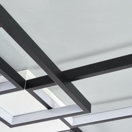 Minimalistisk Innfelt Taklampe Med Fem Firkanter, Trinnløs Dimbar Med Fjernkontroll, 92 W