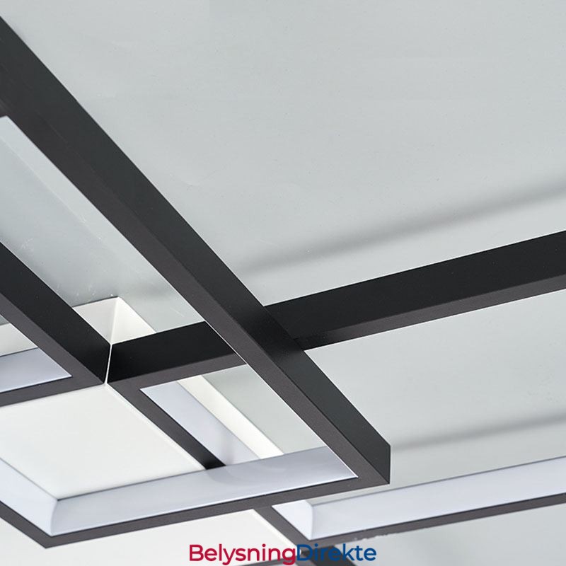 Minimalistisk Innfelt Taklampe Med Fem Firkanter, Trinnløs Dimbar Med Fjernkontroll, 92 W