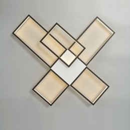 Minimalistisk Innfelt Taklampe Med Fem Firkanter, Trinnløs Dimbar Med Fjernkontroll, 92 W