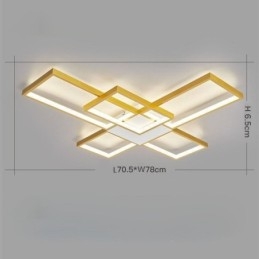 Minimalistisk Innfelt Taklampe Med Fem Firkanter, Trinnløs Dimbar Med Fjernkontroll, 92 W