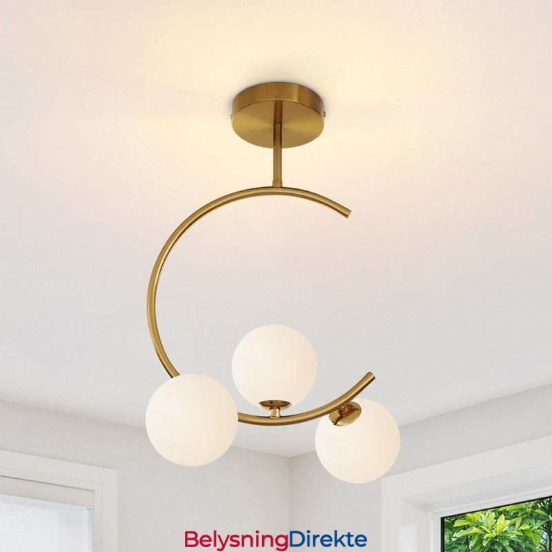 Moderne Og Enkel, Innfelt Taklampe Med Tre Hoder I Melkehvit Glass, G9 5W