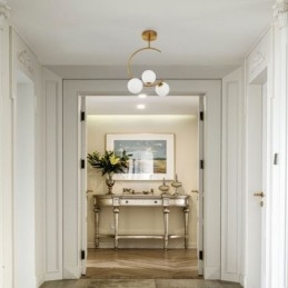 Moderne Og Enkel, Innfelt Taklampe Med Tre Hoder I Melkehvit Glass, G9 5W