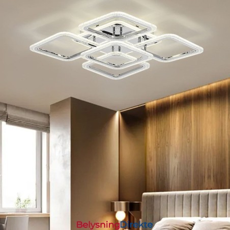 Innfelt Krom Akryl Firkantet Taklampe Med 5 Lys