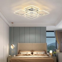 Innfelt Krom Akryl Firkantet Taklampe Med 5 Lys