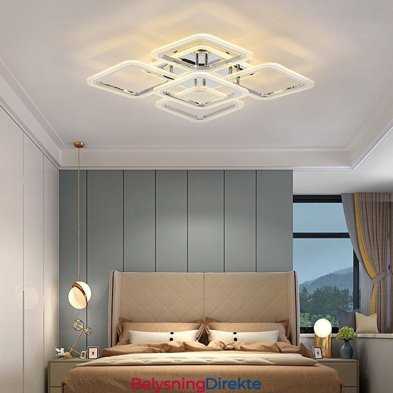 Innfelt Krom Akryl Firkantet Taklampe Med 5 Lys