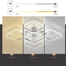 Innfelt Krom Akryl Firkantet Taklampe Med 5 Lys