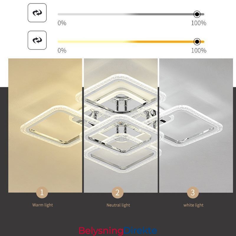 Innfelt Krom Akryl Firkantet Taklampe Med 5 Lys