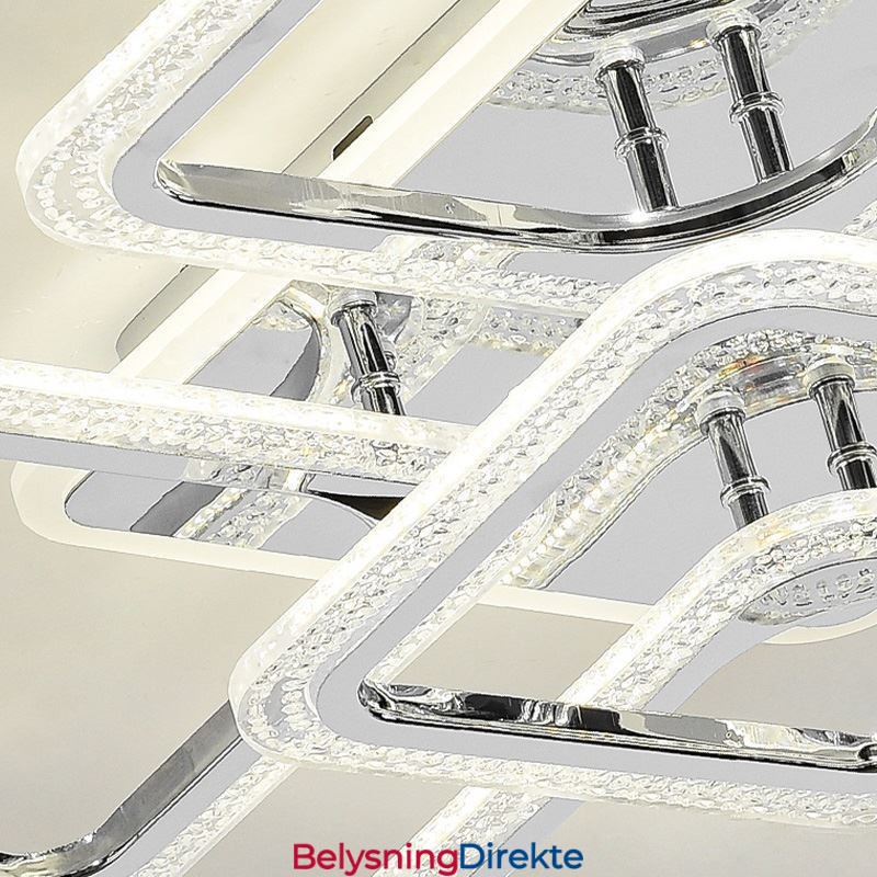 Innfelt Krom Akryl Firkantet Taklampe Med 5 Lys