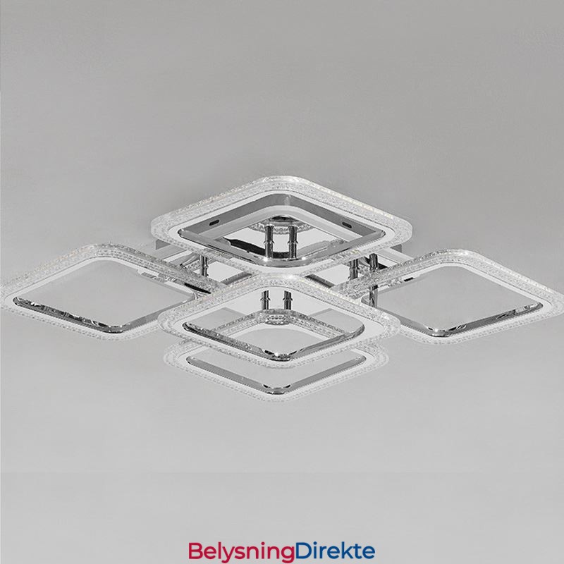 Innfelt Krom Akryl Firkantet Taklampe Med 5 Lys