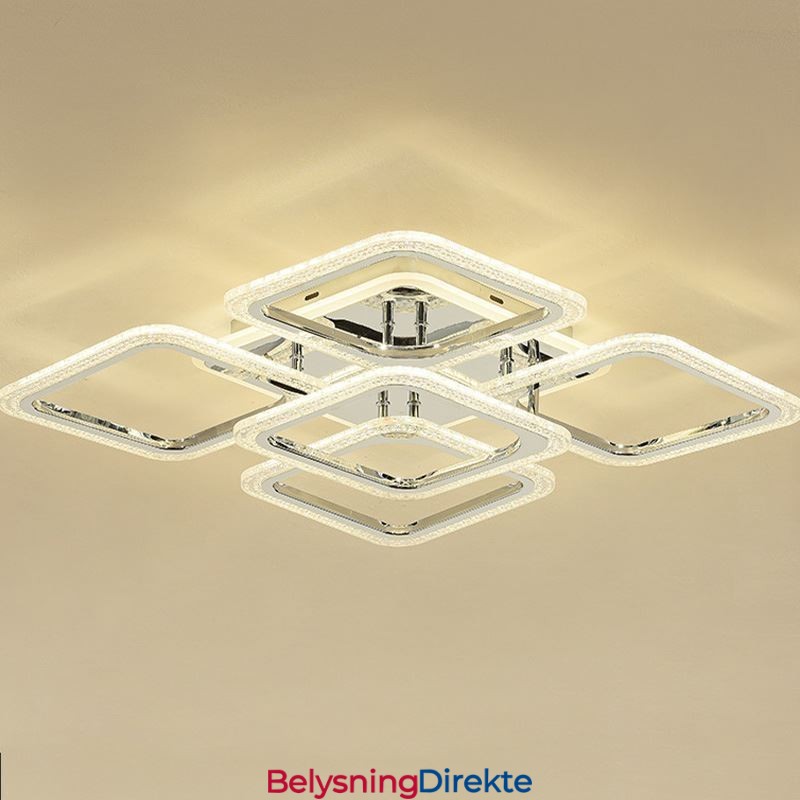 Innfelt Krom Akryl Firkantet Taklampe Med 5 Lys