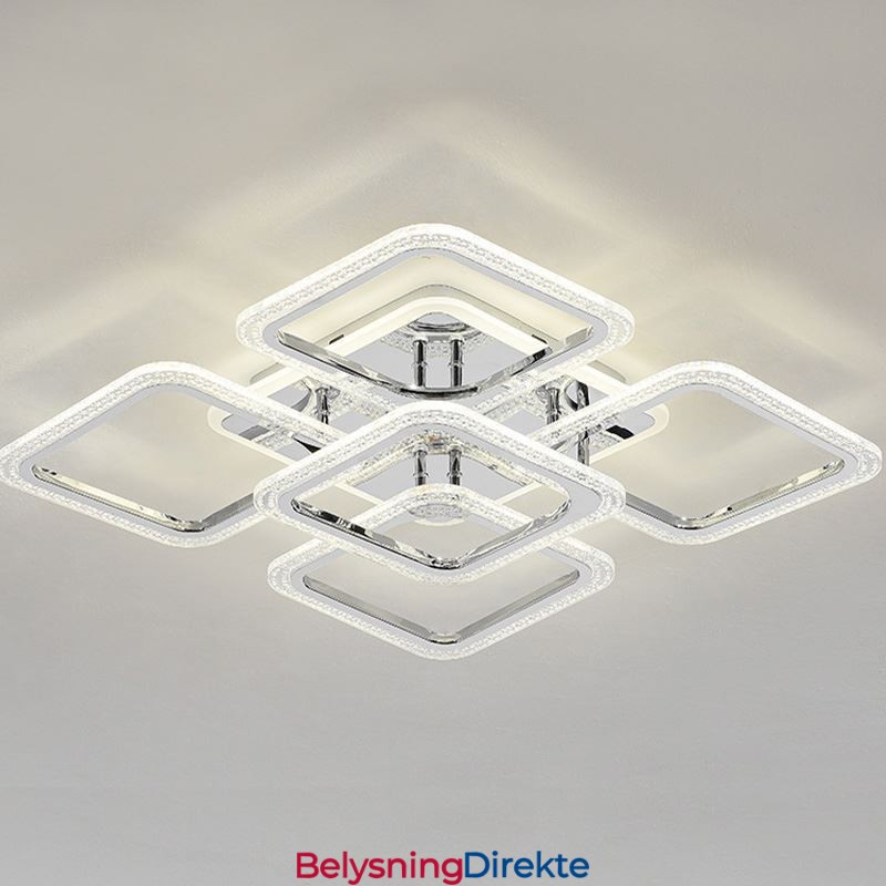 Innfelt Krom Akryl Firkantet Taklampe Med 5 Lys