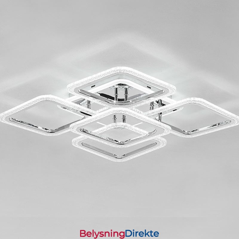 Innfelt Krom Akryl Firkantet Taklampe Med 5 Lys