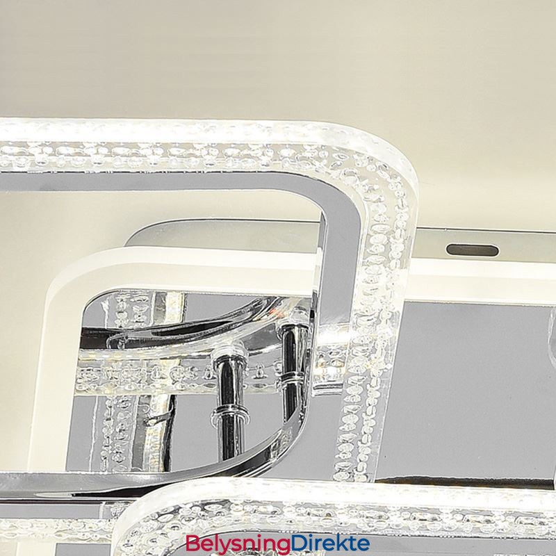 Innfelt Krom Akryl Firkantet Taklampe Med 5 Lys